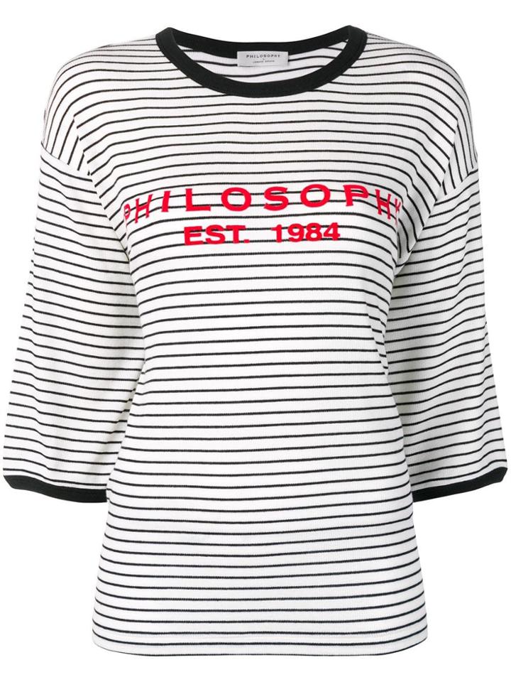 Philosophy Di Lorenzo Serafini Logo Striped Oversized Top - White