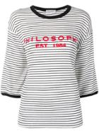 Philosophy Di Lorenzo Serafini Logo Striped Oversized Top - White