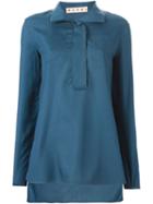 Marni Chest Pocket Shirt, Women's, Size: 44, Blue, Silk
