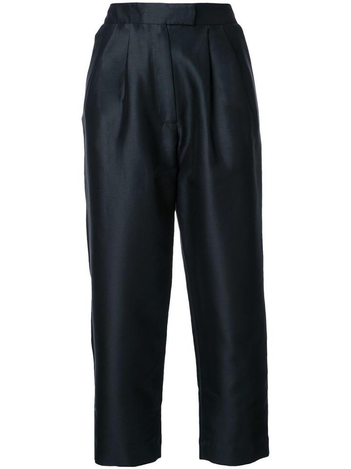 Isa Arfen Cropped Tapered Trousers, Women's, Size: 8, Black, Silk/cotton