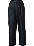 Isa Arfen Cropped Tapered Trousers, Women's, Size: 8, Black, Silk/cotton