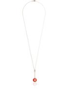 Foundrae Lion Head Pendant Medallion Necklace - Gold/red