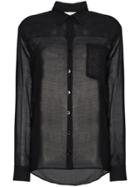 Beau Souci Sheer Long Sleeve Button Down Shirt - Black