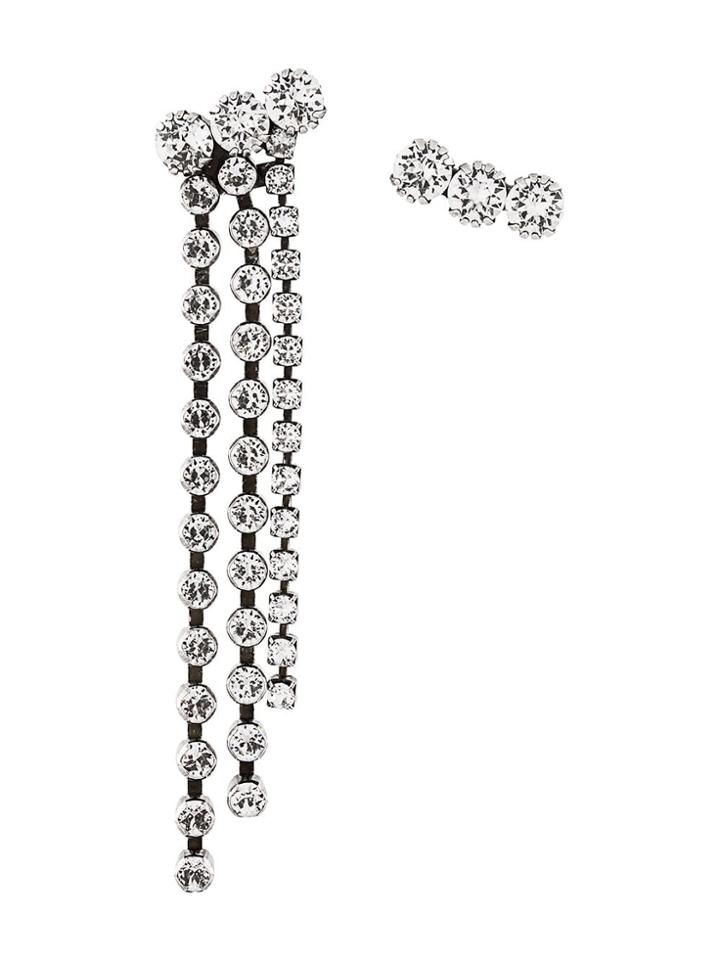 Isabel Marant Asymmetric Crystal Drop Stud Earrings - Metallic