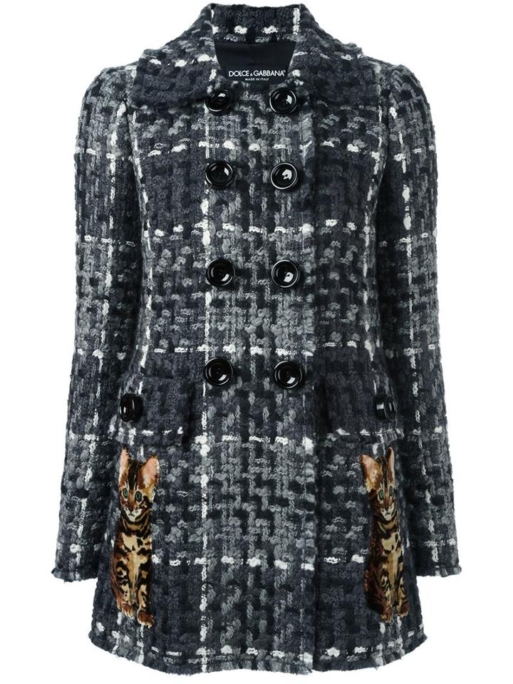 Dolce & Gabbana Bouclé Short Coat, Women's, Size: 38, Grey, Silk/cotton/acrylic/wool