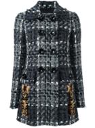 Dolce & Gabbana Bouclé Short Coat, Women's, Size: 38, Grey, Silk/cotton/acrylic/wool