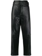 Mm6 Maison Margiela High Waist Leather Trousers - Black