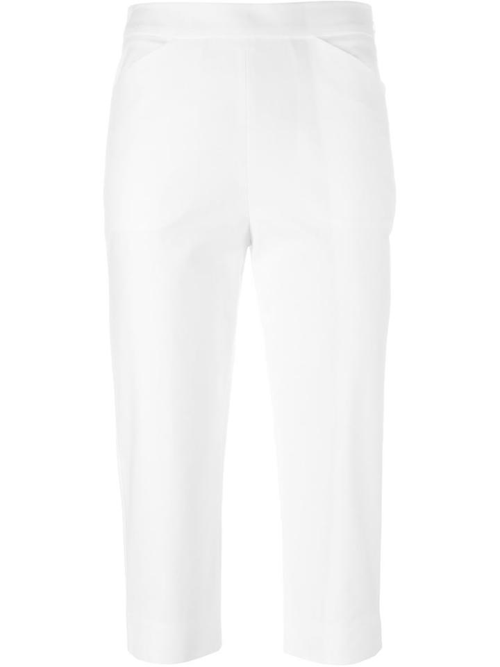 Moschino Cropped Trousers, Women's, Size: 40, White, Cotton/other Fibers