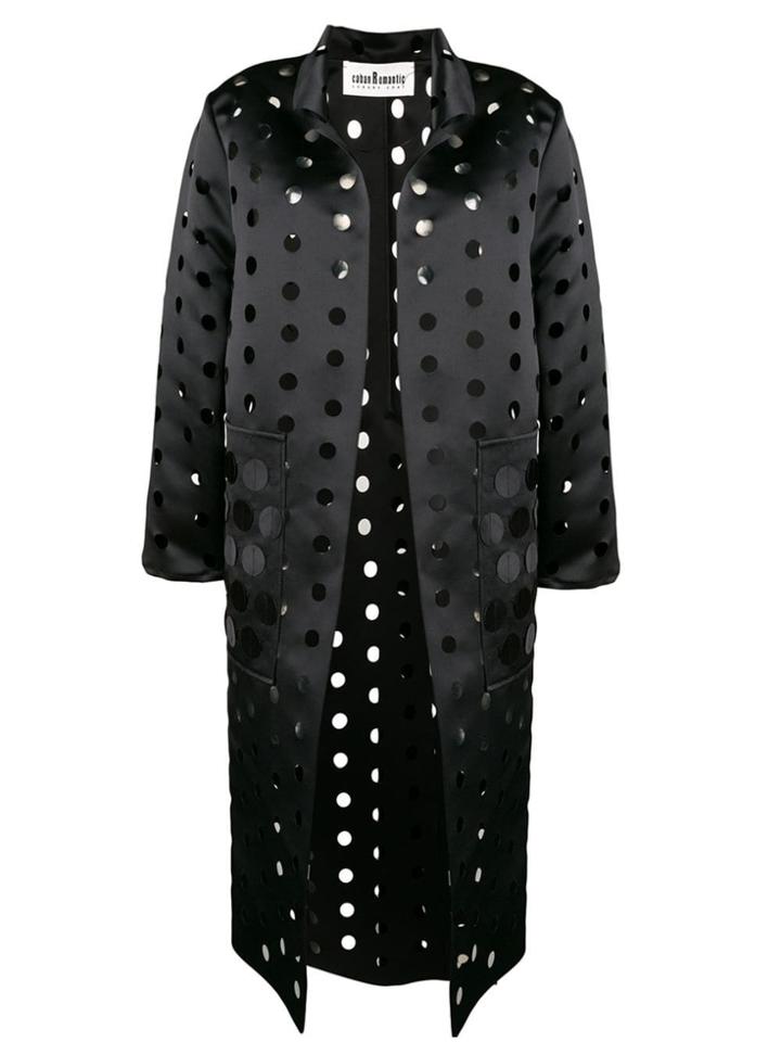 Caban Romantic Cut Polka Dot Coat - Black
