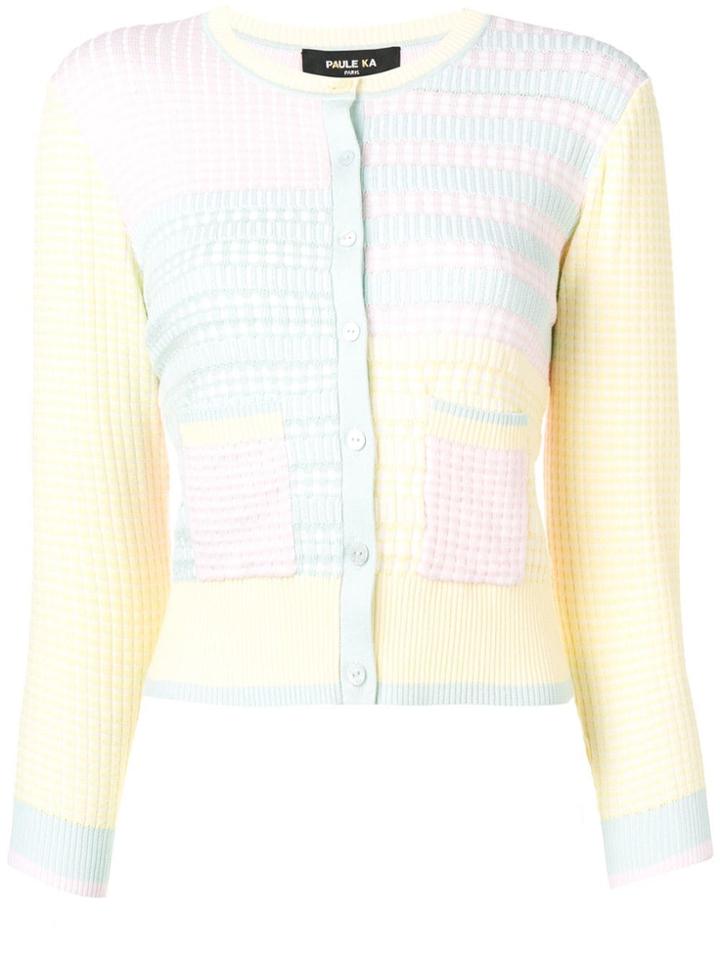 Paule Ka Ribbed Knitted Cardigan - Pink