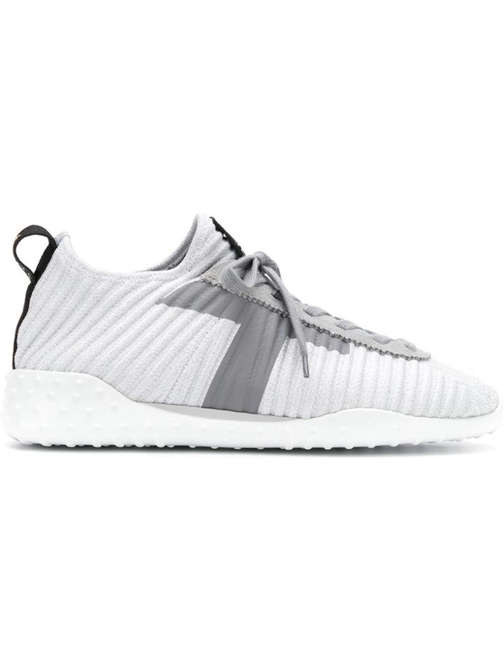 Tod's Lace-up Knit Sneakers - Grey