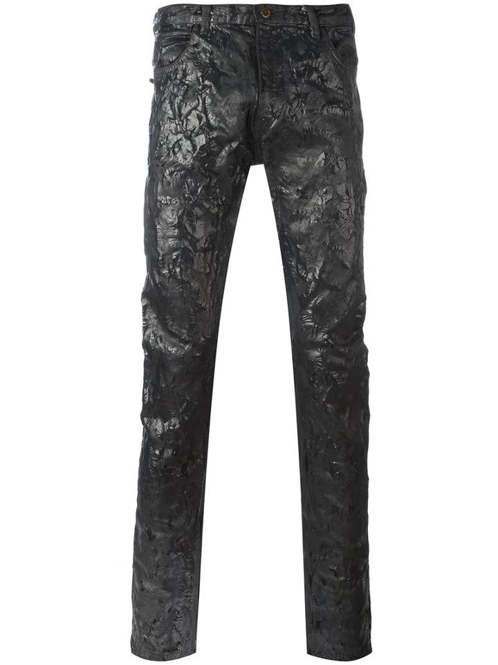 Jil Sander Coated Effect Trousers, Men's, Size: Small, Black, Cotton
