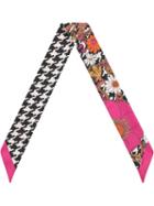 Gucci Silk Neck Bow With Retro Flowers And Houndstooth - Pink