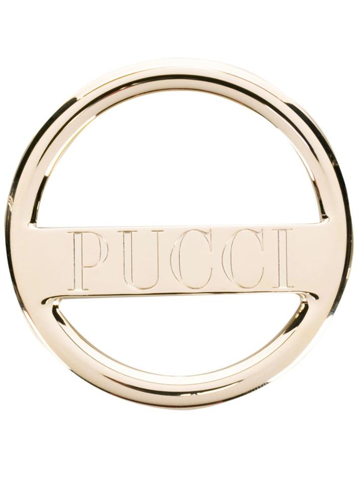 Emilio Pucci Logo Engraved Brooch - Gold