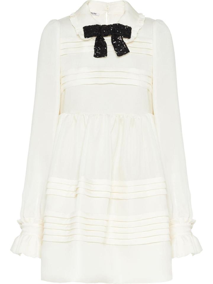 Miu Miu Gazar Bow Dress - White