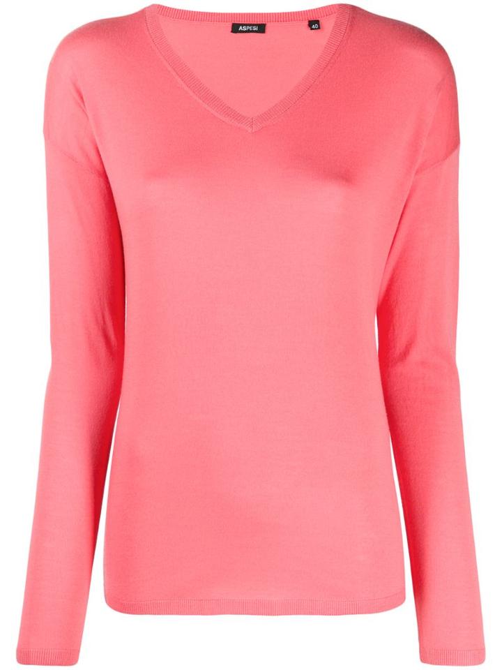 Aspesi V-neck Knitted Top - Pink