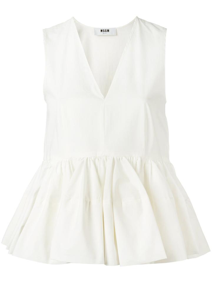 Msgm Flared V-neck Tank - White
