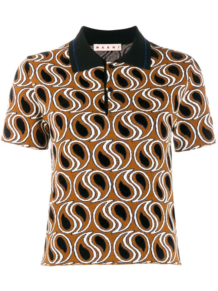 Marni Paisley Print Polo Top - Brown