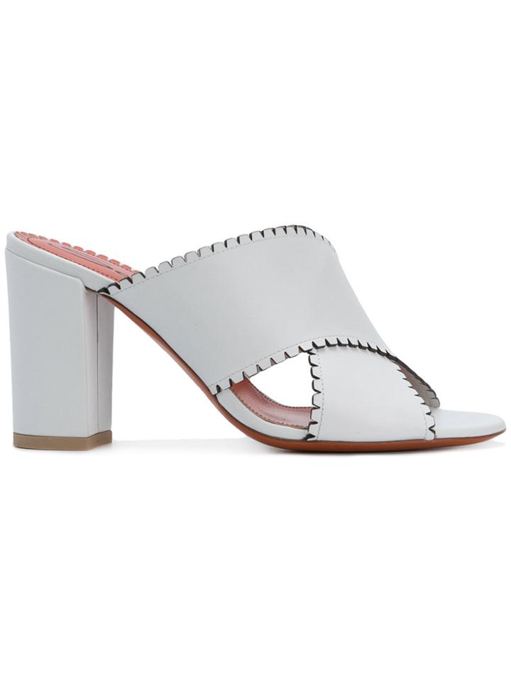 Santoni Crossover Strap Mules - White