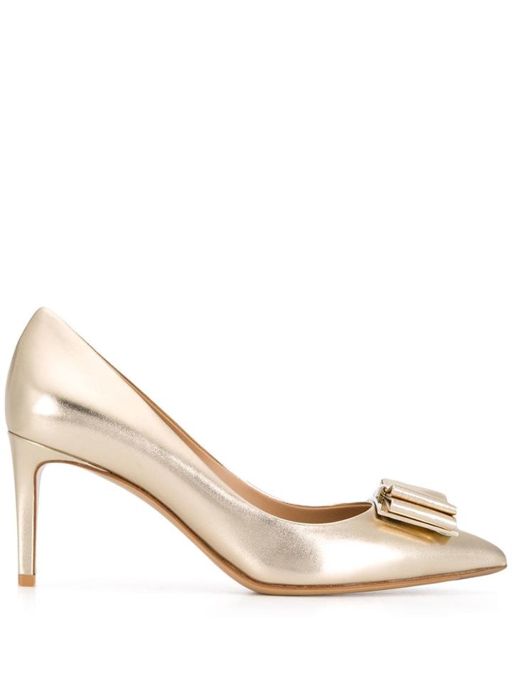 Salvatore Ferragamo Bow-detailed Pumps - Gold