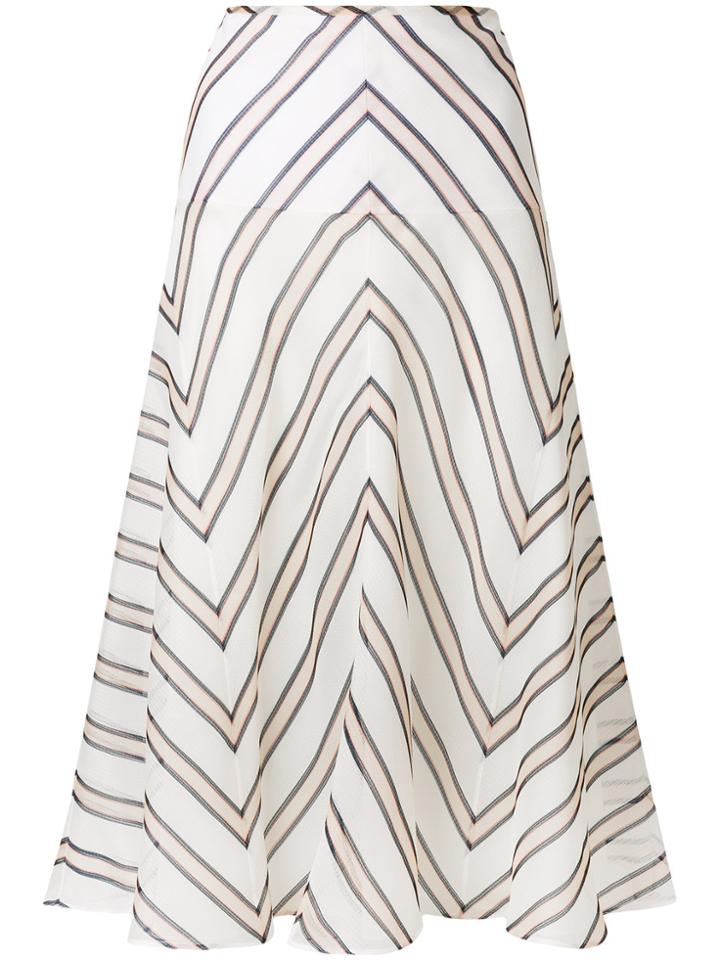 Fendi Striped A-line Skirt - White