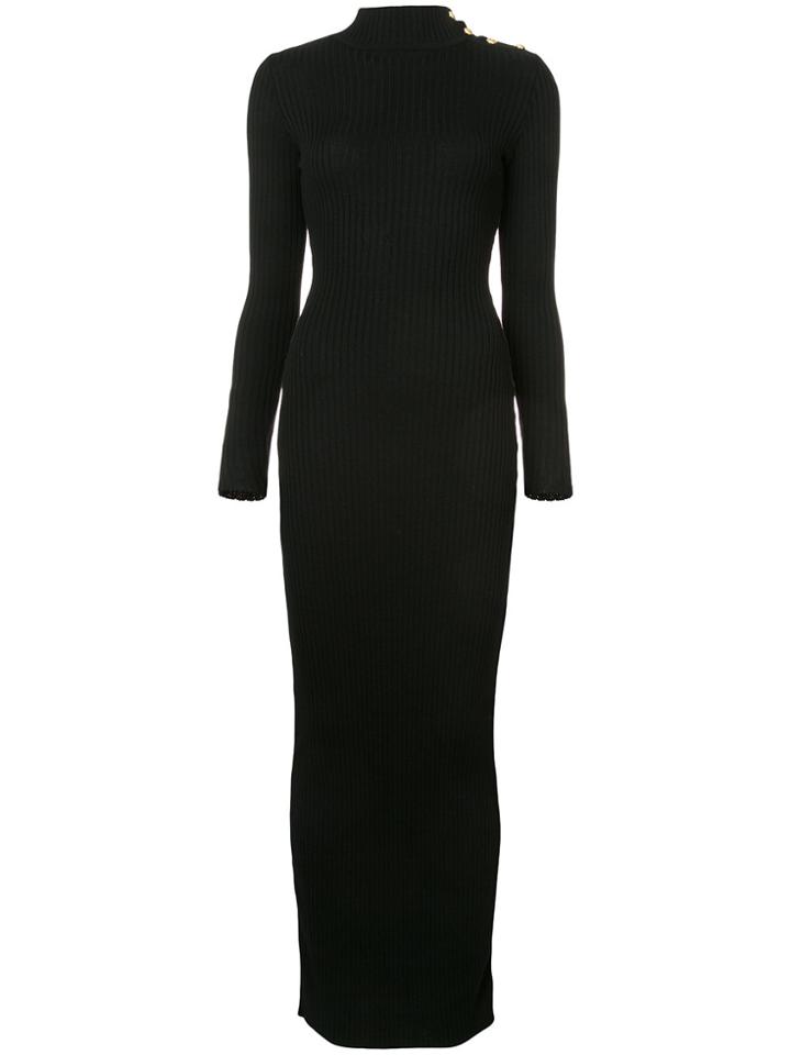 Balmain Turtleneck Sweater Dress - Black