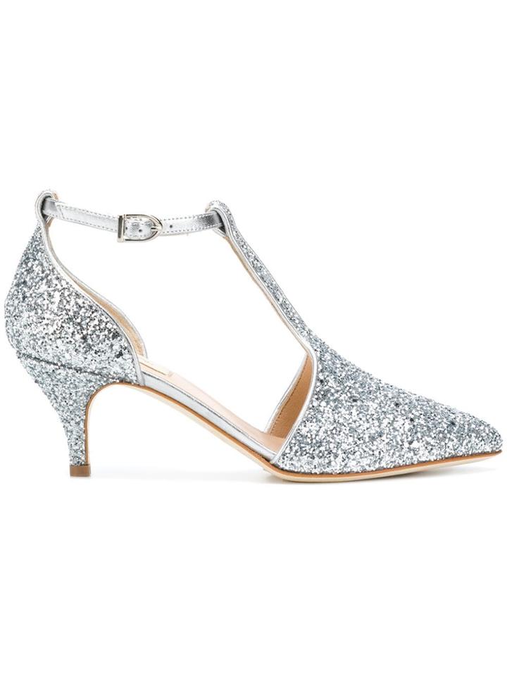 Polly Plume Wannabe Glitter Pumps - Metallic