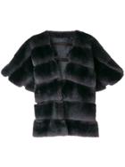 Liska Short Sleeve Fur Jacket - Grey