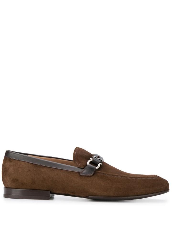 Salvatore Ferragamo Suede Horse-bit Detailed Loafers - Brown