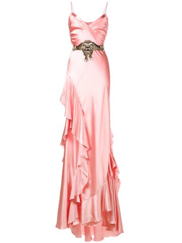 Gucci Ruffle Slip Gown - Pink & Purple