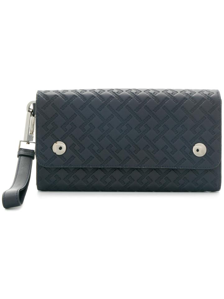 Versace Greek Key Emboss Clutch - Blue