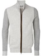 Barba Ribbed Knit Zipped Sweatshirt - Grey