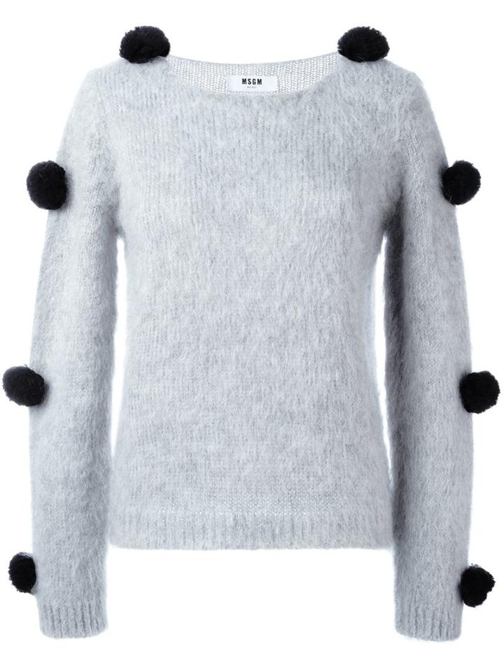 Msgm Pom Pom Jumper, Women's, Size: Large, Grey, Acrylic/polyamide/mohair