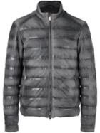 Tod's Padded Jacket, Men's, Size: Large, Grey, Leather/polyester/spandex/elastane/virgin Wool