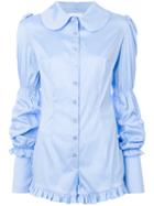 Seen? - Frilled Shirt Playsuit - Women - Cotton - S, Blue, Cotton