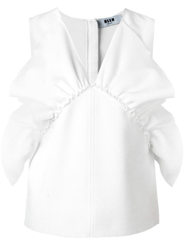 Msgm Ruffled Detail Tank, Women's, Size: 44, White, Polyester/spandex/elastane/viscose
