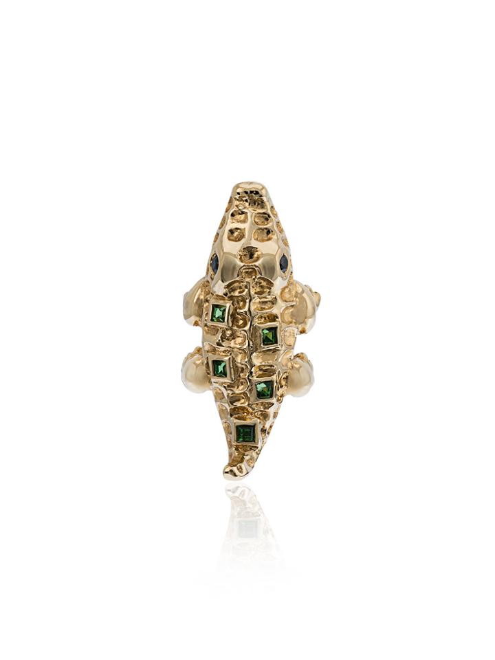 Yvonne Léon Mini Crocodile Gold And Diamond Earring - Metallic