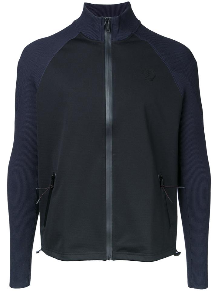 Kent & Curwen Contrast Panel Zip Cardigan - Black
