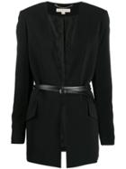 Michael Michael Kors Long Sleeve Belted Blazer - Black