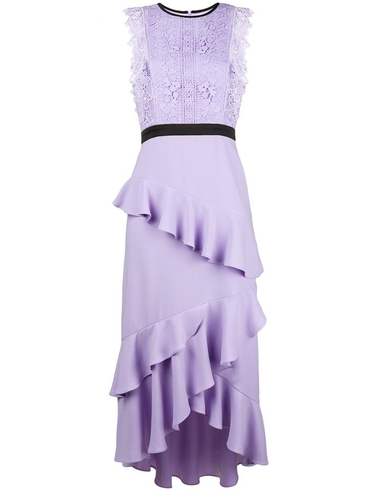 Three Floor Crocheted Ruffled Dress - Pink & Purple