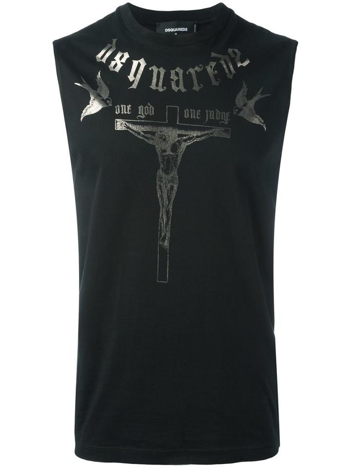 Dsquared2 One God One Judge Tank Top, Men's, Size: Small, Black, Cotton