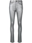 Saint Laurent Metallic Skinny Jeans - Silver