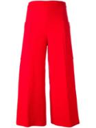 Msgm Wide Leg Cropped Trousers, Women's, Size: 46, Red, Polyester/wool