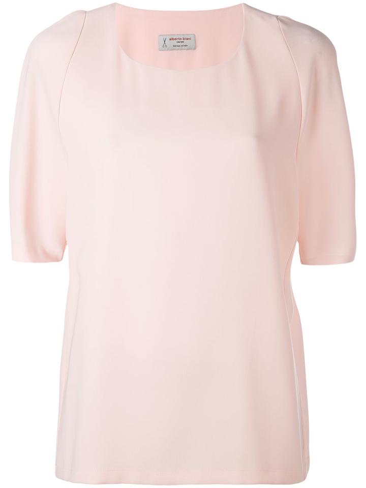 Alberto Biani - Rear Pleat Blouse - Women - Polyester/triacetate - 42, Pink/purple, Polyester/triacetate
