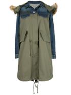 Sacai Faux Fur Trimmed Parka Coat - Green