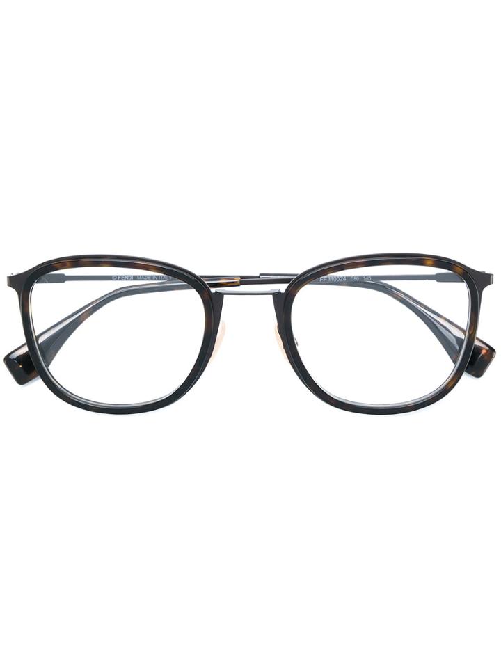 Fendi Eyewear Round Shaped Glasses - Brown