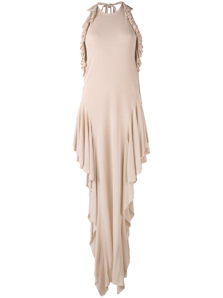 Philosophy Di Lorenzo Serafini - Ruffled Open Back Dress - Women - Viscose - 42, Pink/purple, Viscose