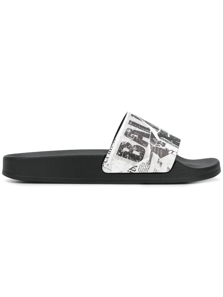 Balmain Logo Pool Slides - Black
