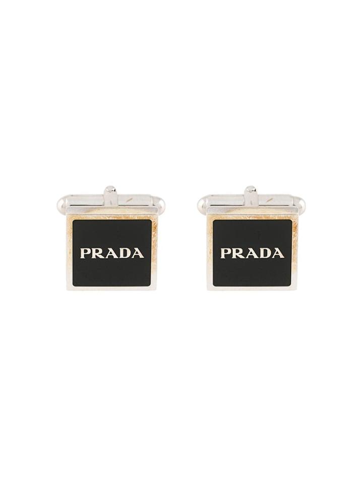 Prada Enamel Logo Cufflinks - Metallic