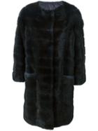 Liska Mink Fur Padded Coat, Women's, Size: Medium, Blue, Feather Down/mink Fur